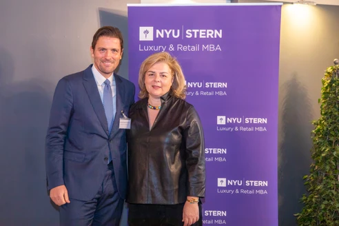 Professor Thomaï Serdari with alumnus James Ferragamo (BA ’93, MBA ’97)