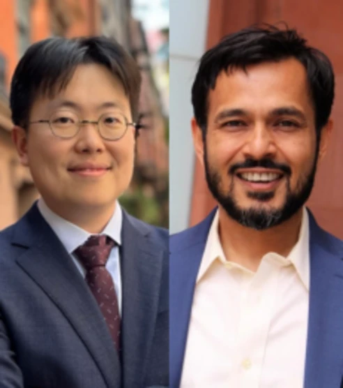 headshots of Youn Baek and Deepak Hegde