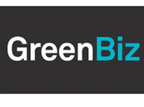 black background with word green written in white and biz written in blue