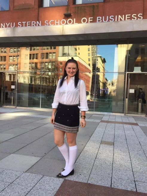 Cara Salvatore stands in front of Tisch Hall