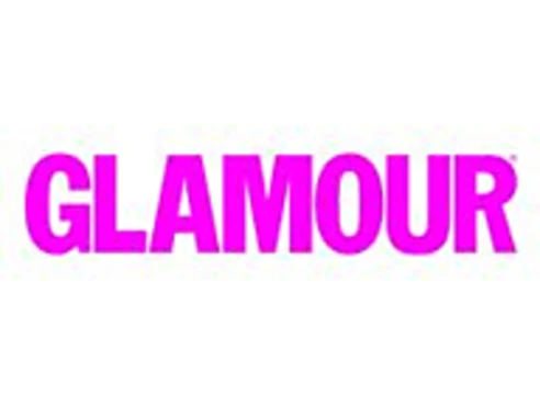 the word "glamour" in pink-colored letters