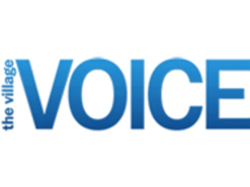 words "the village voice" in blue font on a white background
