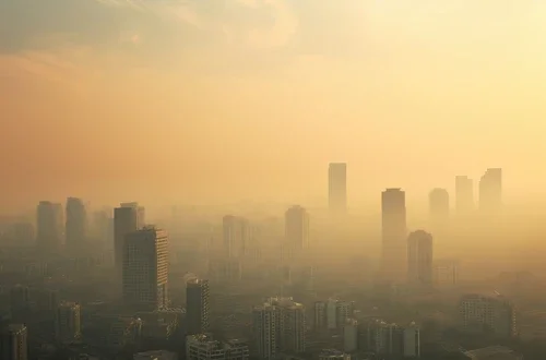City skyline and the air pollution