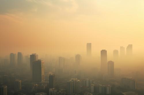 City skyline and the air pollution