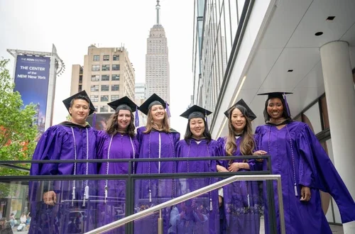 MBA students having fun outside of MSG