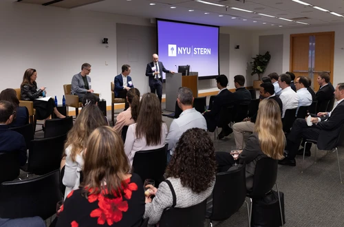 Alumni gather at a Goldman Sachs event