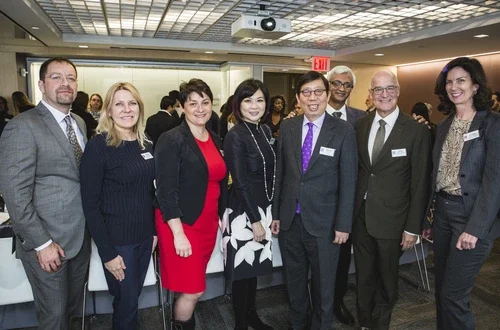 Fubon leadership stands next to Mr and Mrs Tsai