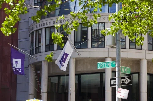 Flags in front of KMC in the Spring