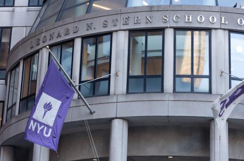 Entrance to KMC with NYU flags