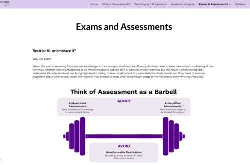 The LSL Teaching and Learning with genAI website layout
