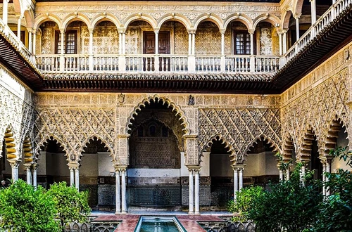 Palace courtyard in the Royal Alcázar of Seville