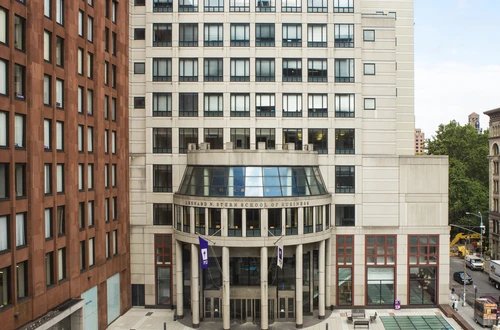 Aerial view of Gould Plaza, KMC and Tisch on the left