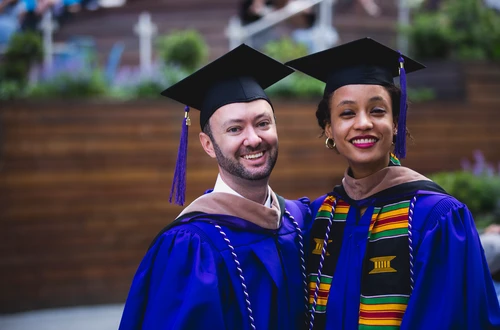 Stern students pose for graduation