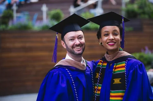 Stern students pose for graduation