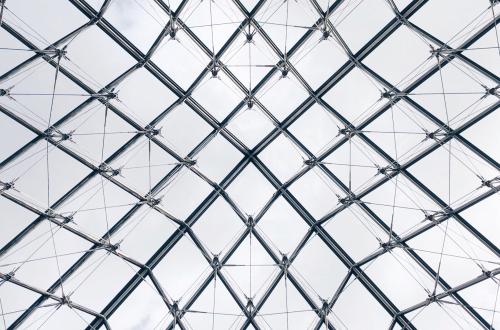 Low-angle photo of gray metal frame
