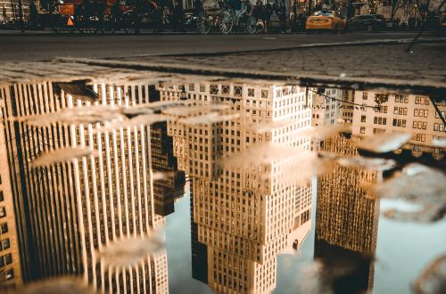 Reflection of buildings in NYC