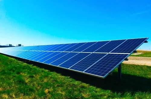 Solar panels in a field