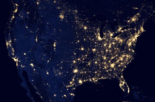 Satellite image of the US lit up at night Satellite image of the US lit up at night