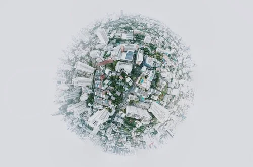 Photo of a city in a globe