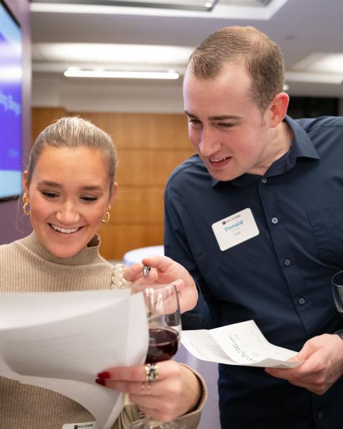 Students and alumni connect at a networking event