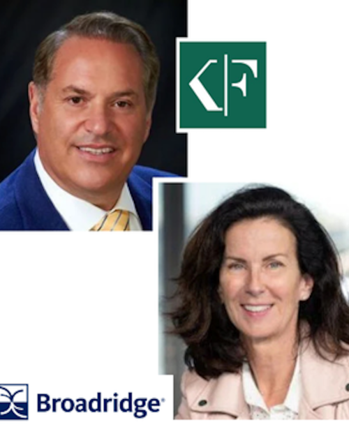 Guarino and Derose head shots with Korn Ferry and Broadridge logos