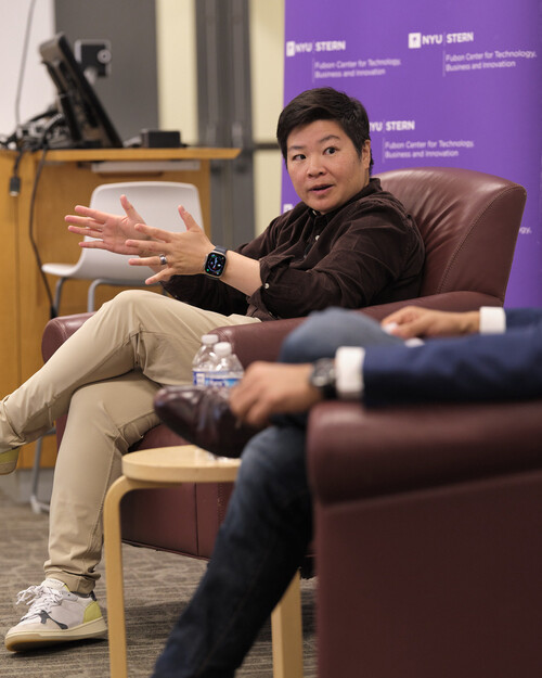 Jen Wong sitting and gesturing