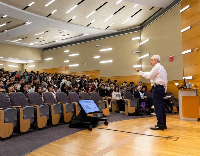 Students learning in Paulson Auditorium