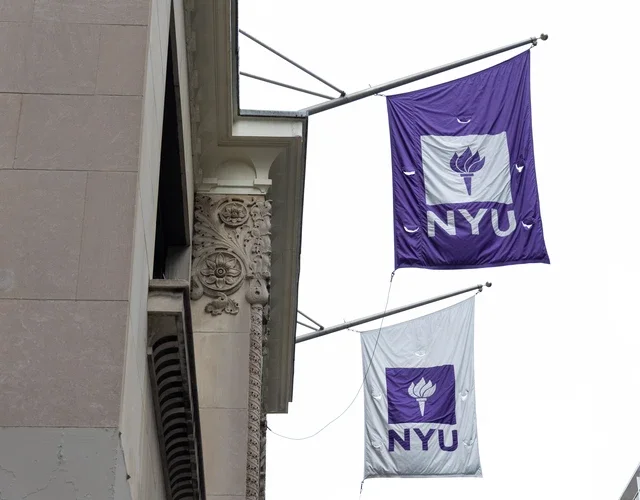 Two NYU flags