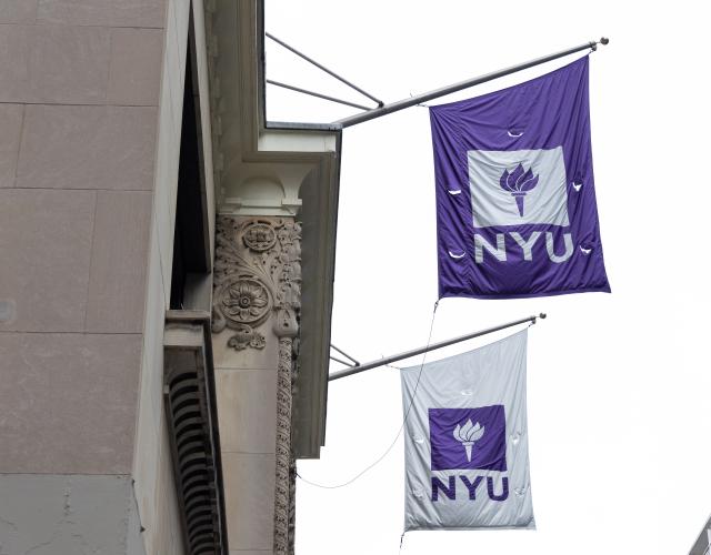 Two NYU flags