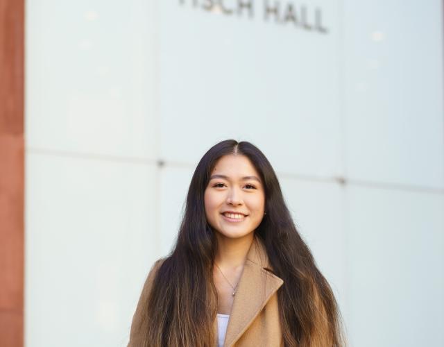 Michelle Huang outside Tisch Hall