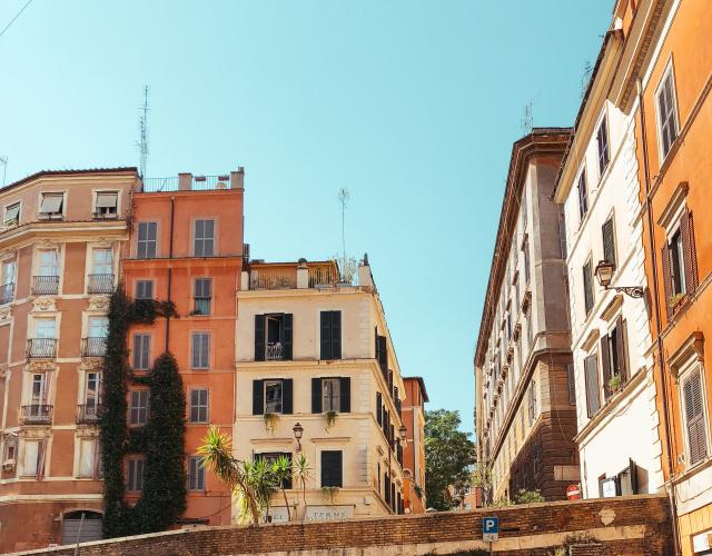Photo of yellow mini cooper in Torino, Italy. 