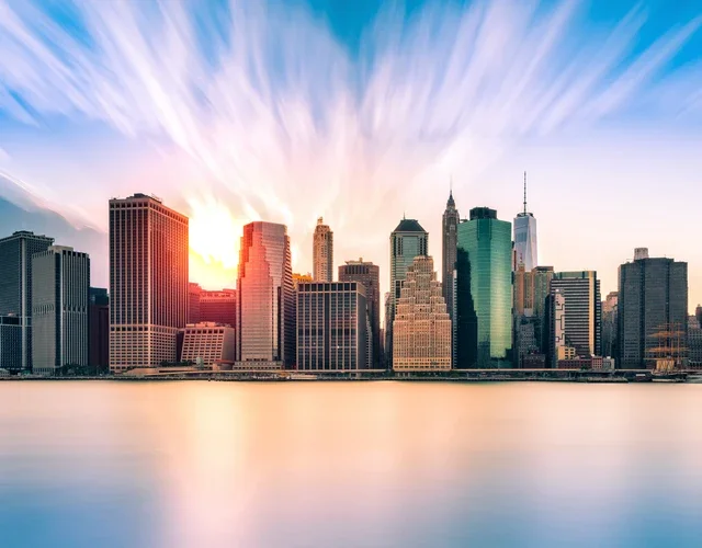 Sunset overlooking the NYC Skyline