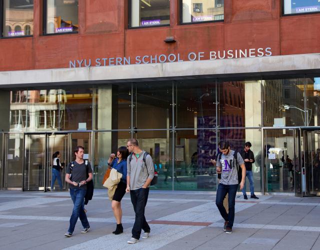 NYU Stern outside with people