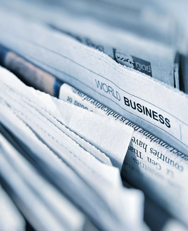 Business section of the newspaper
