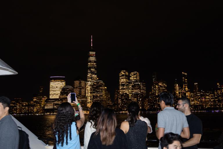 Stern students visit Ellis Island and take photos of the NYC skyline