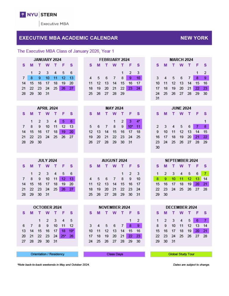 J26 Year 1 Academic Calendar