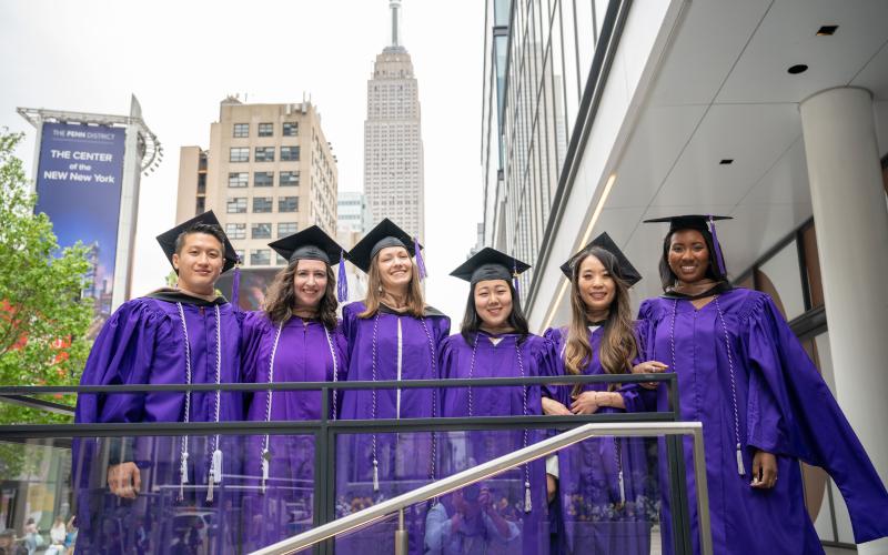 MBA students having fun outside of MSG