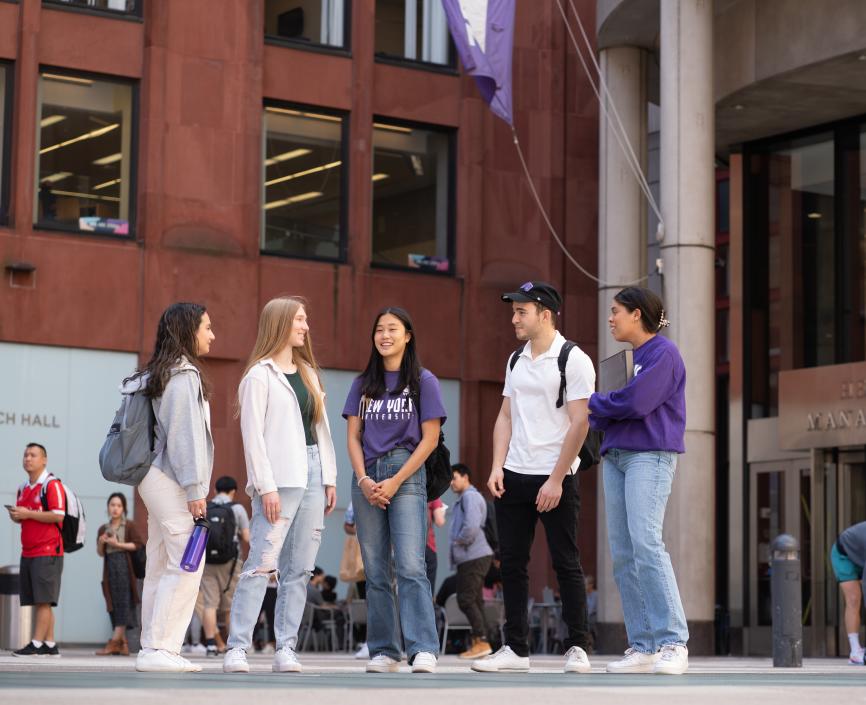 Students in front of NYU Stern