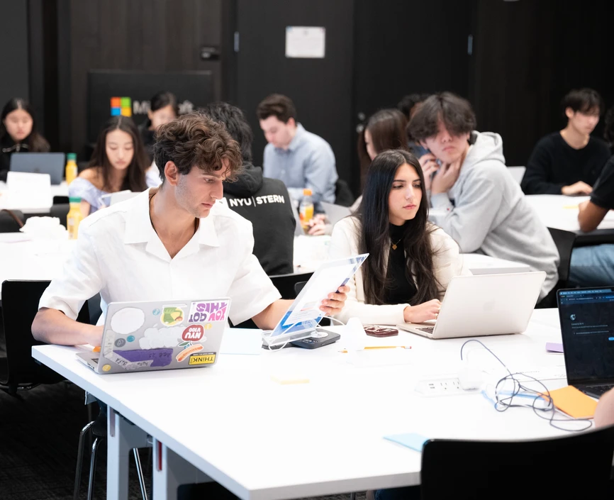Students working together in class