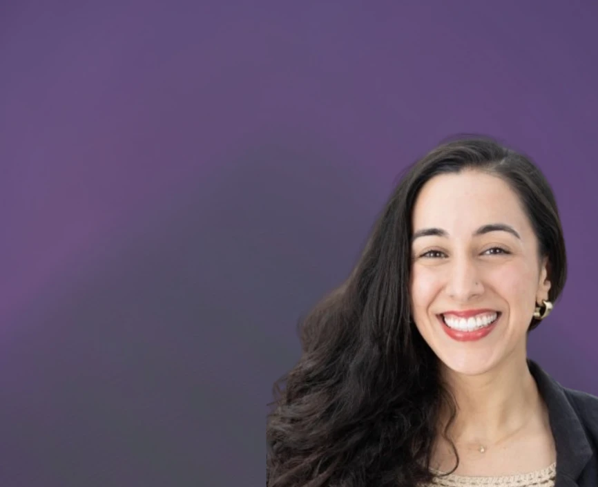 Nabiha Jiwani headshot on a purple background