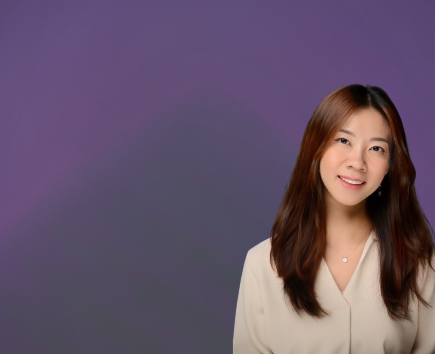 tiffany_pang headshot in front of the purple background