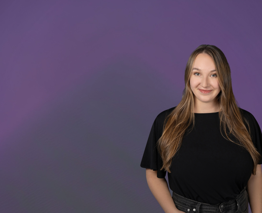 Alexa Johnson headshot on a purple background