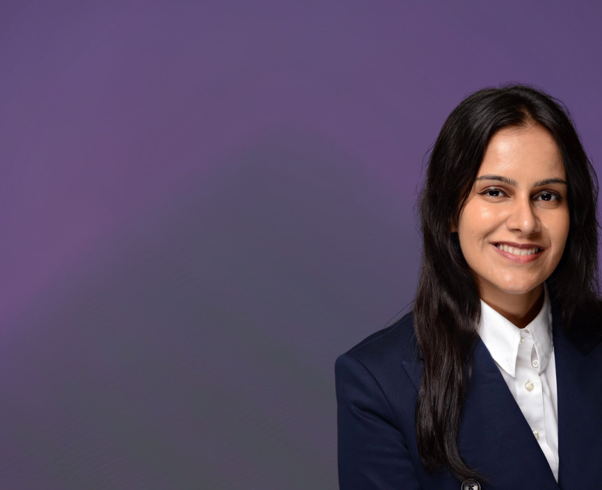 Namankita Rana headshot on a purple background