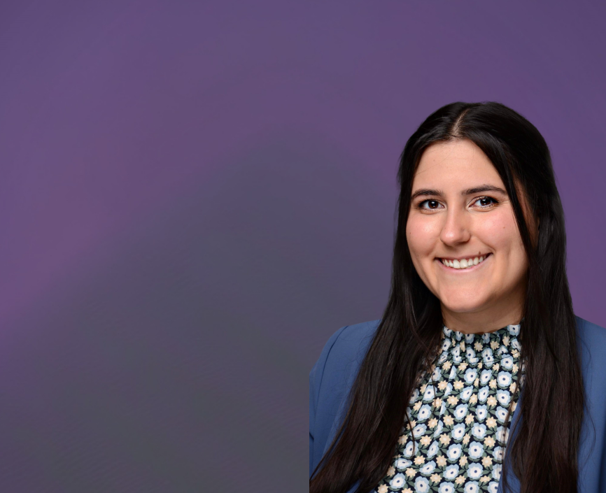 Natalie Cieslak headshot on a purple background