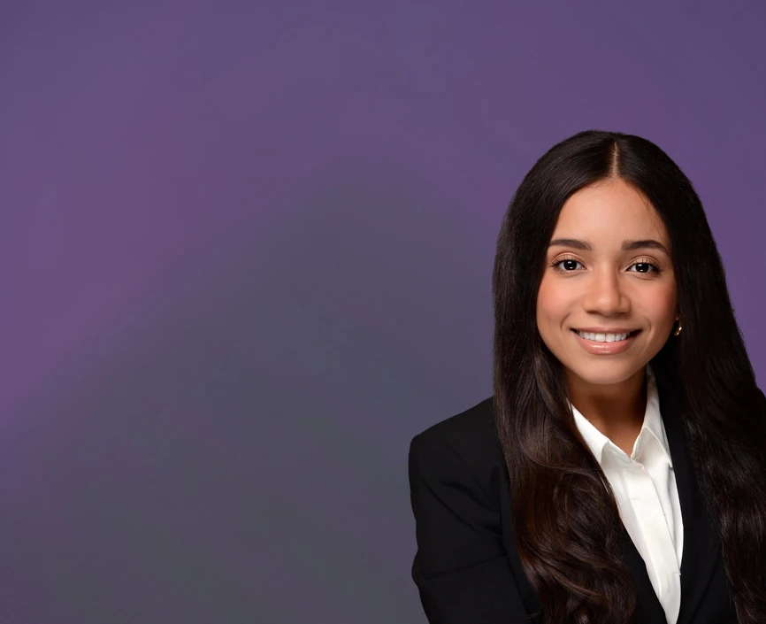 Rosely Mateo headshot on a purple background