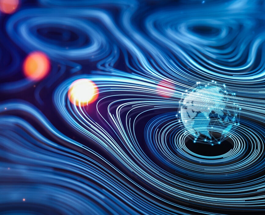 abstract futuristic image of earth and big data