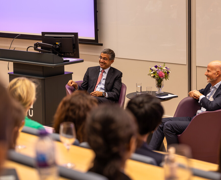 Dietrich Becker (MBA ’91) with Dean Bharat Anand in London