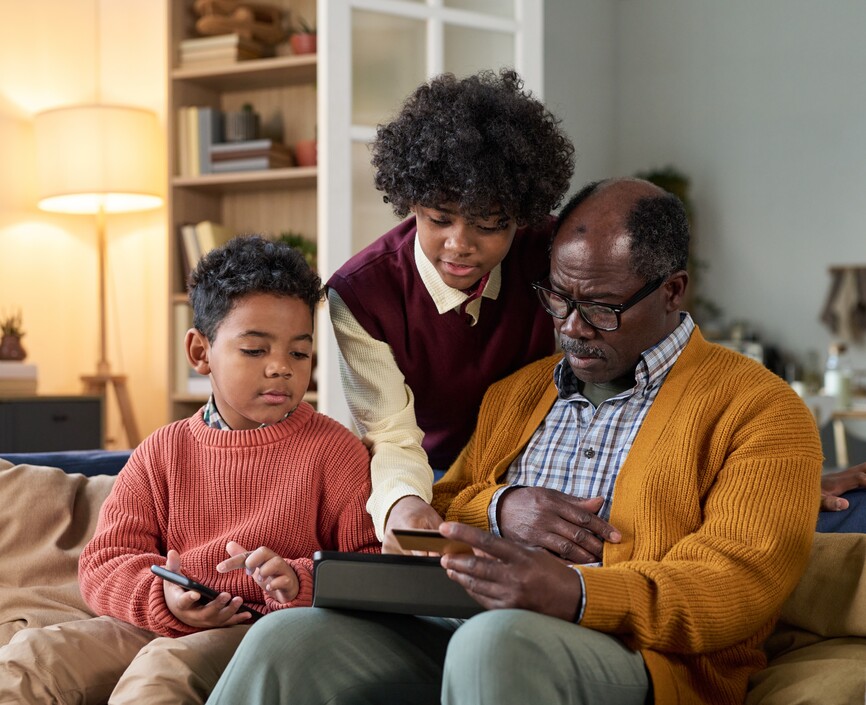 Family using technology