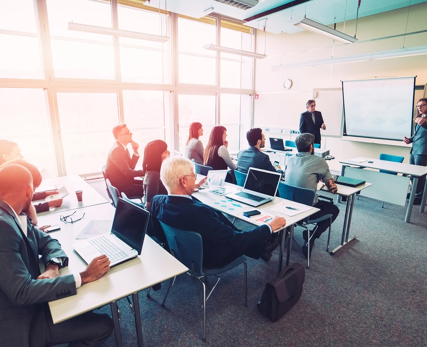 Students sitting in a classroom