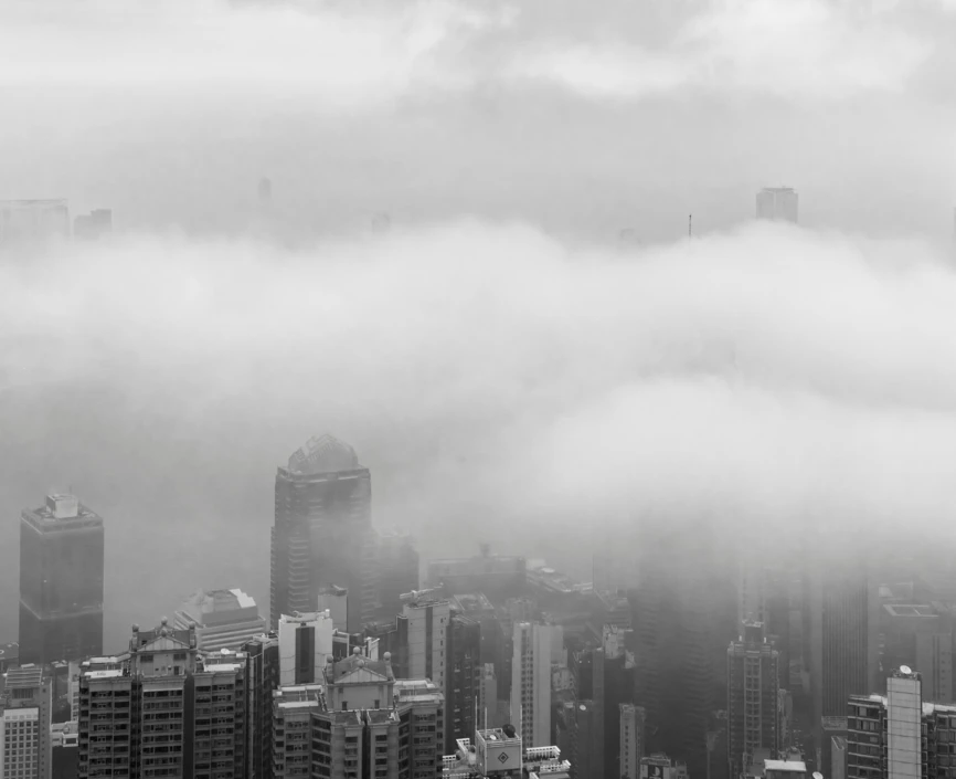 Foggy city-scape
